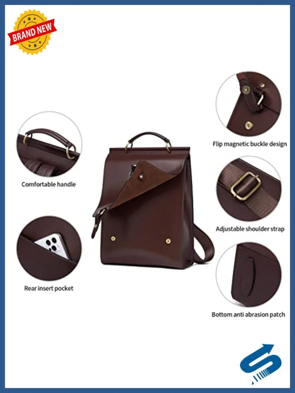 Genuine Leather Fashion Backpack Purse Women Anti-Theft Travel Work School Bag